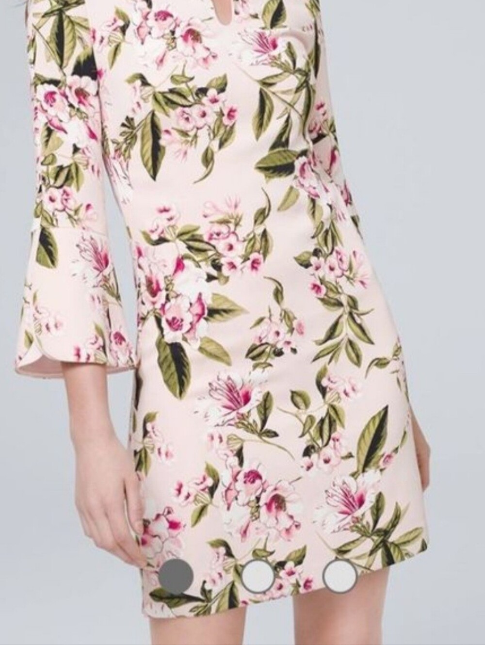 NEW White House Black Market Blushing Bloom Floral Bell-Sleeve Dress - Pink